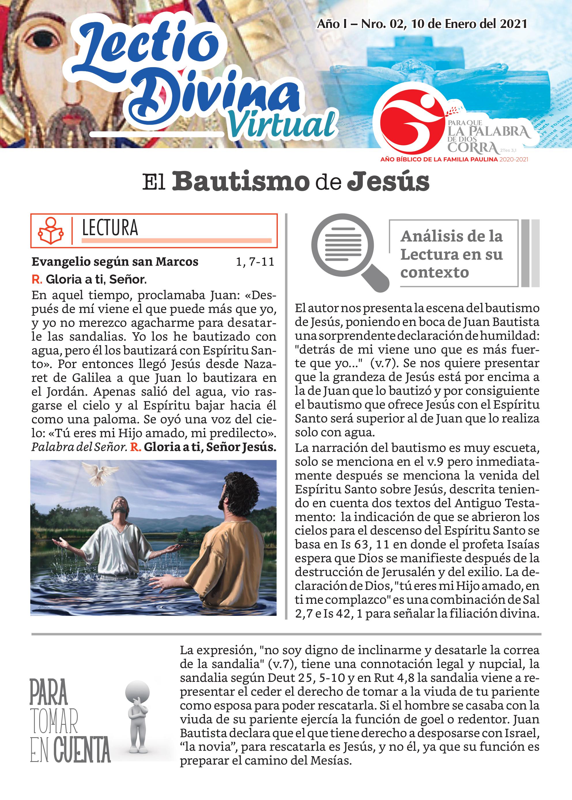 Lectio Divina Virtual 10/01/2021