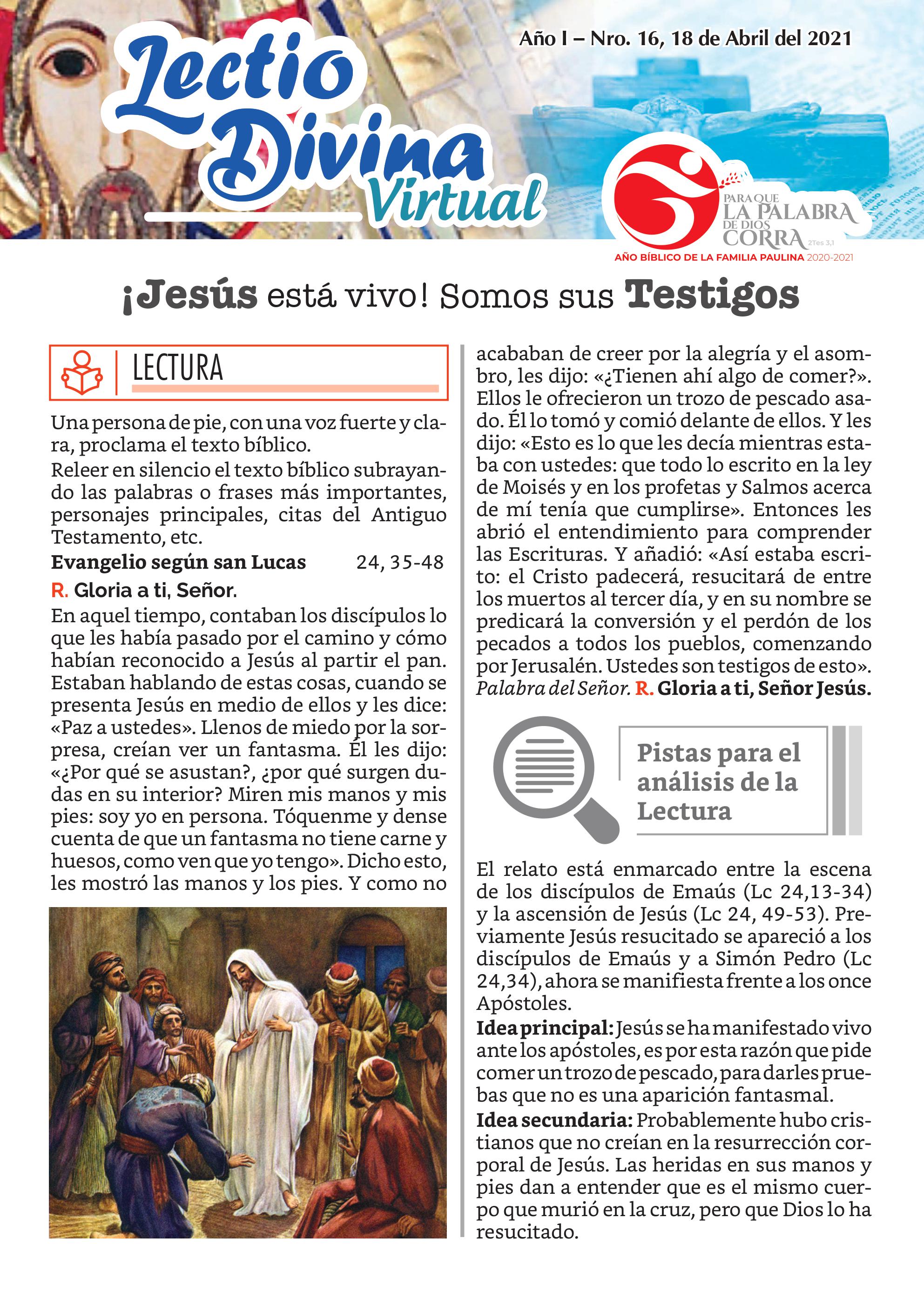 Lectio Divina Virtual 18/04/2021
