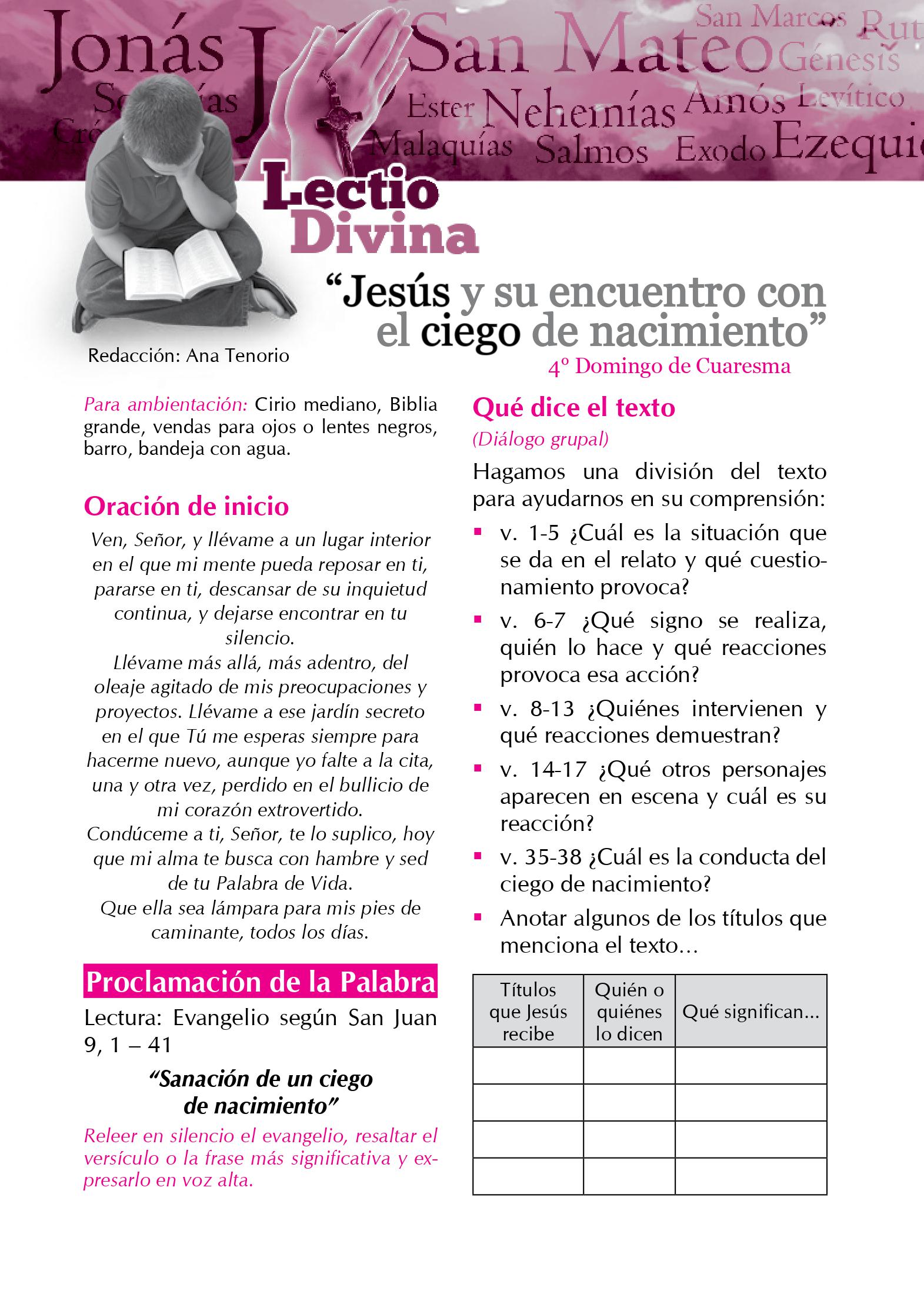 Lectio Divina Virtual 19/03/2023