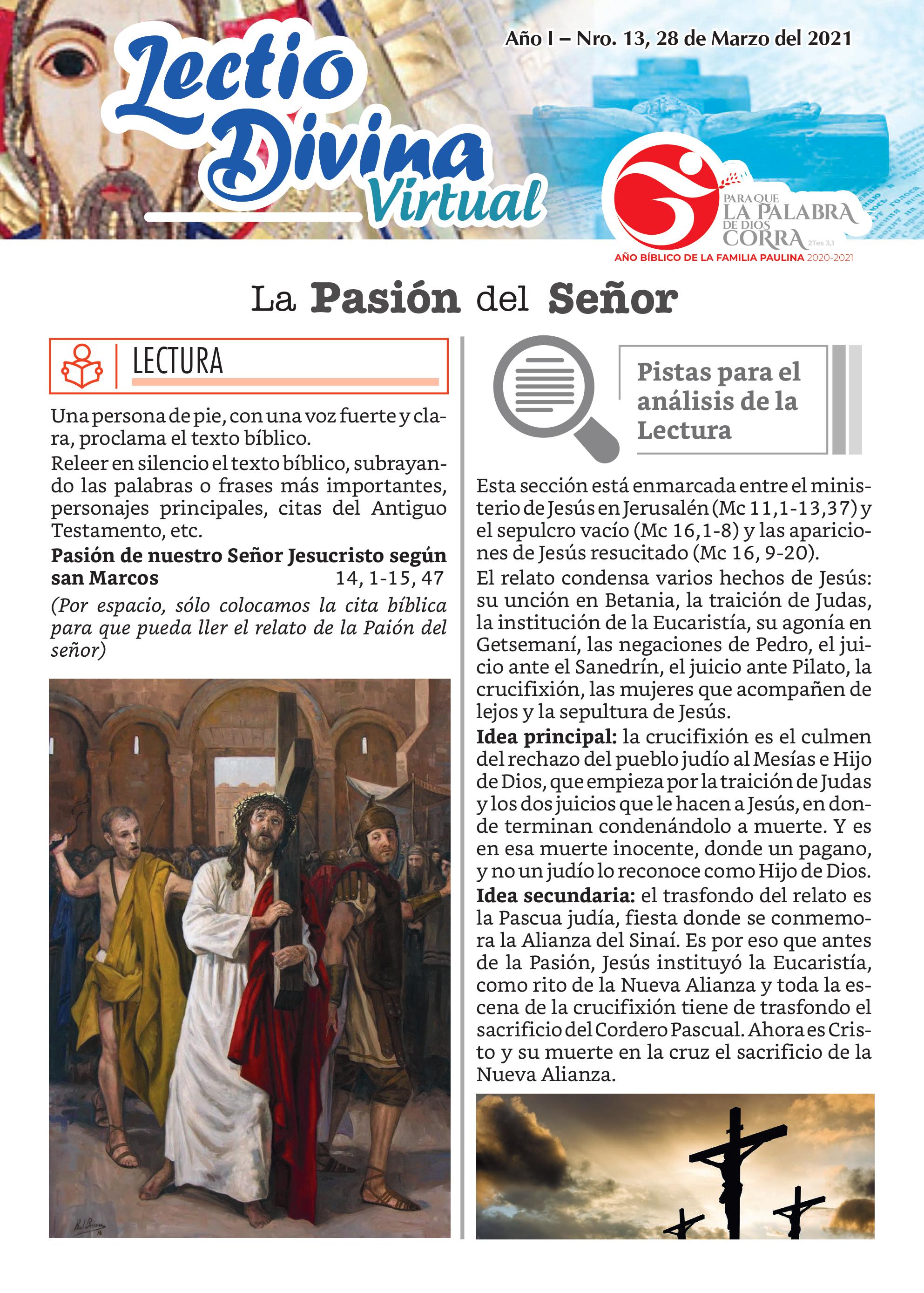 Lectio Divina Virtual 28/03/2021