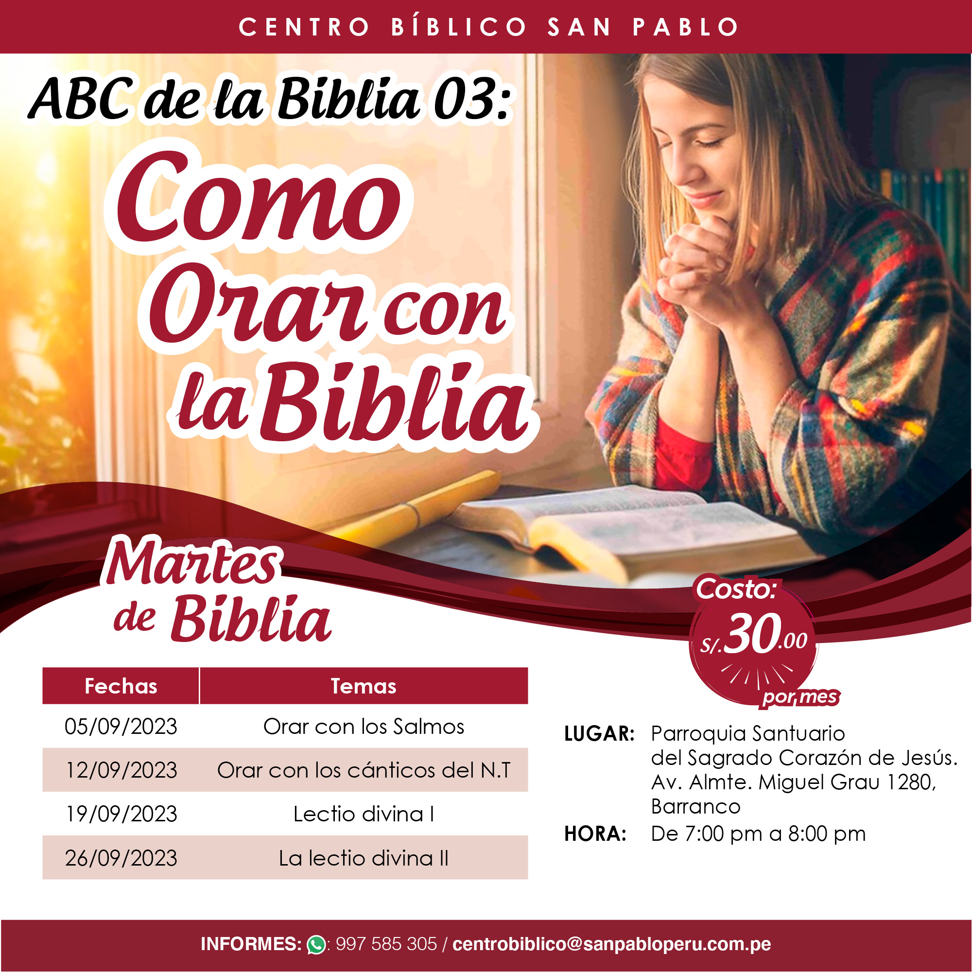 Curso Presencial: “ABC de la Biblia 03: Como orar con la Biblia”