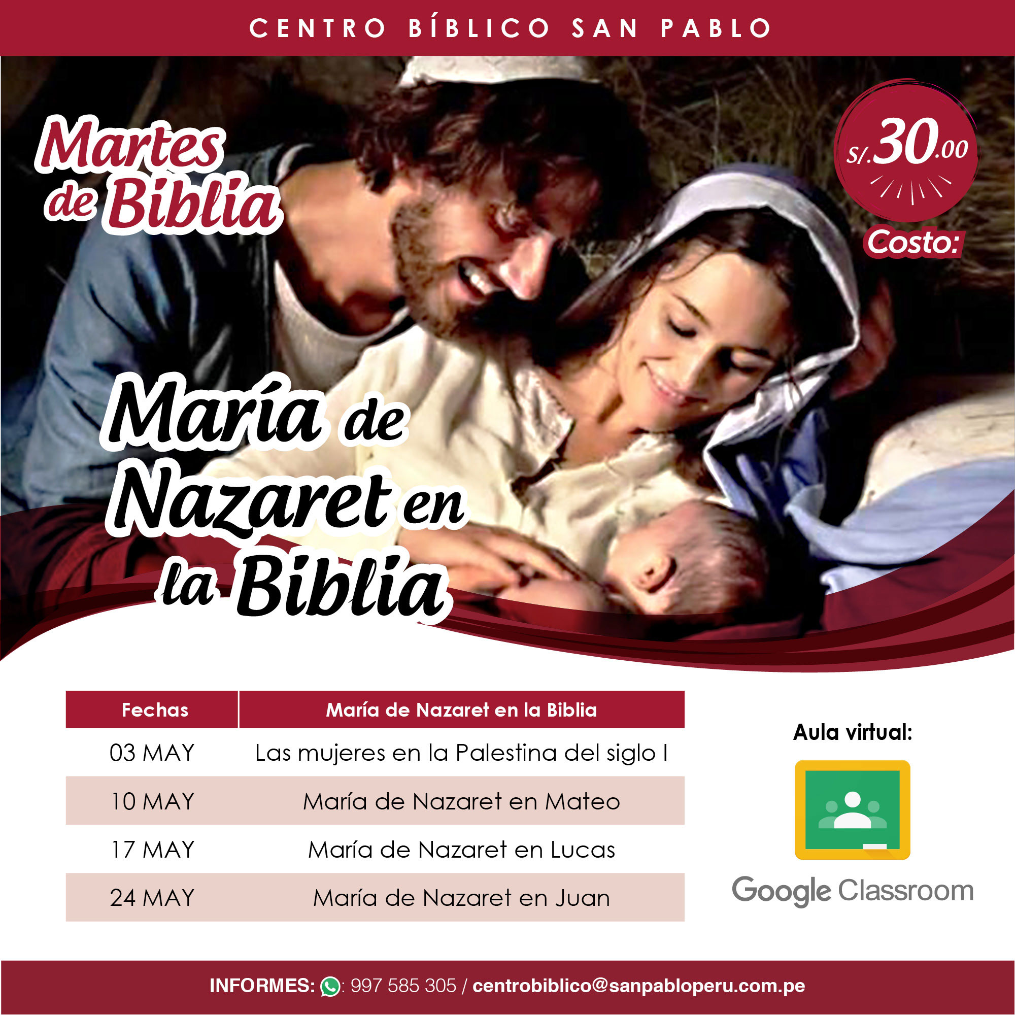 Martes de Biblia: Curso Virtual “María de Nazaret en la Biblia”