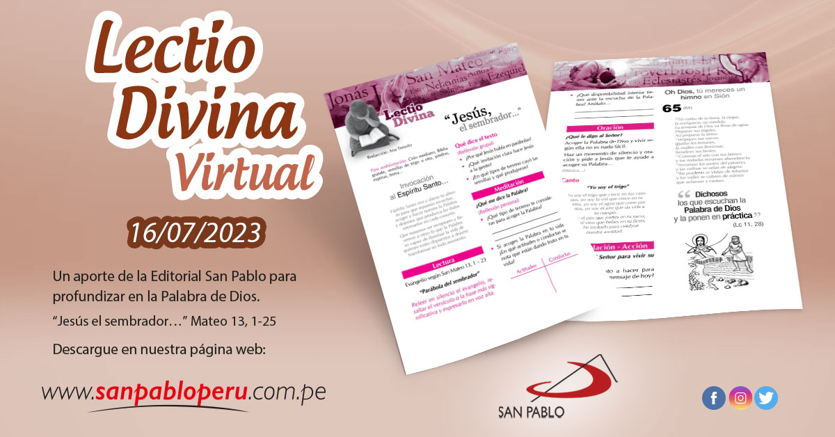 Lectio Divina Virtual 16/07/2023