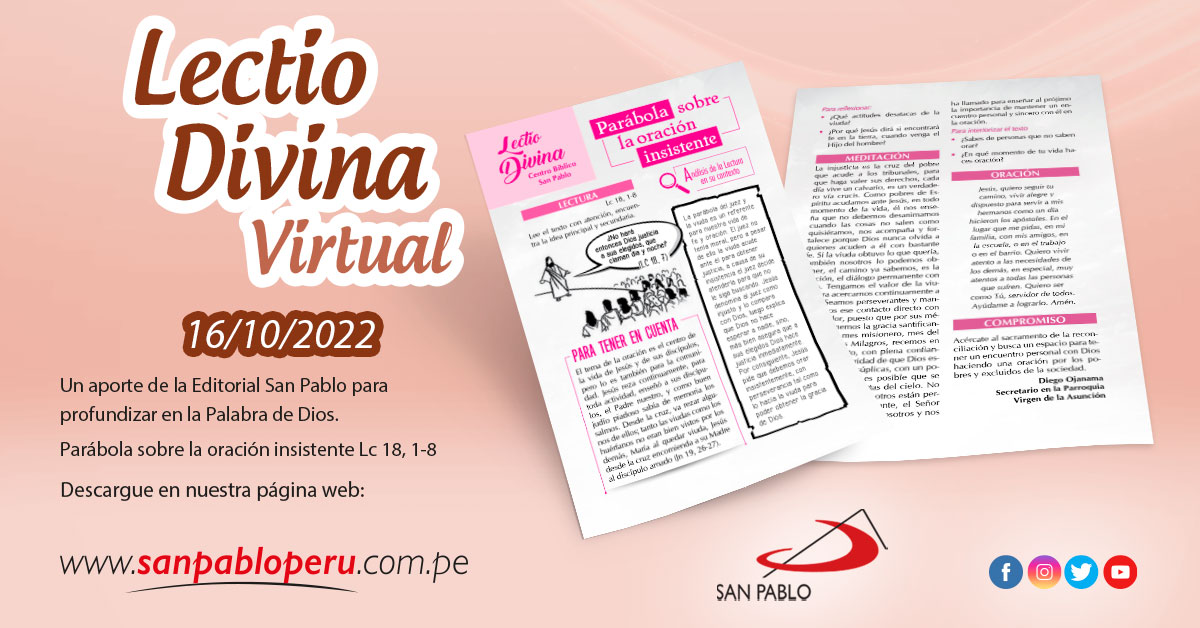 Lectio Divina Virtual 16/10/2022