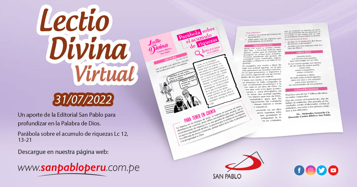 Lectio Divina Virtual 31/07/2022